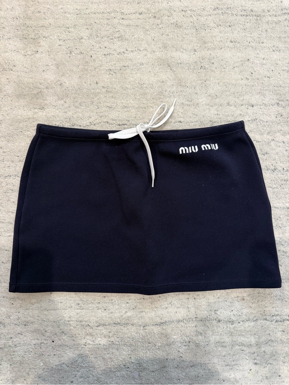 Miu Miu Navy Drawstring Mini Skirt 40
